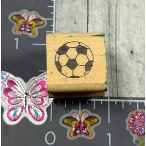 Stamp Affair Soccer Ball Sports Rubber Stamp Wood #J30